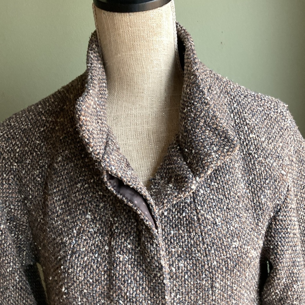Zara Basic Brown Speckled Tweed Wool Blend Jacket - image 2
